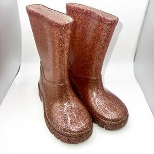 Next Brand UK 7 Wellies Rainboots Rose Gold Glitter READ